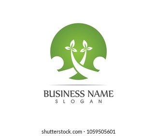Health people leaf logo design illustration