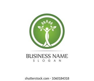 health people, leaf logo design illustration