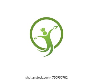 Health people leaf logo design 