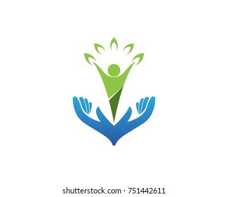 Health people leaf logo design 