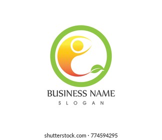 Health people leaf logo design template