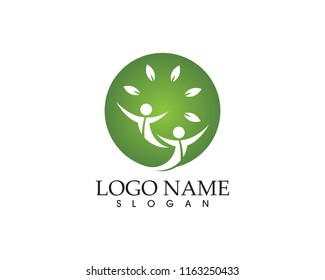 Health people leaf logo vector template