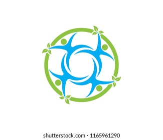 Health people leaf logo vector illustration