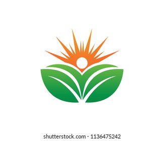 Health people leaf and sun logo