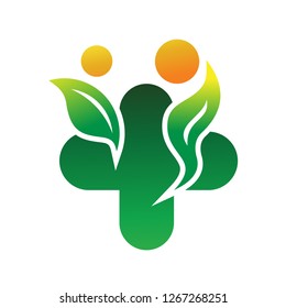 health people logo, leaf and nature