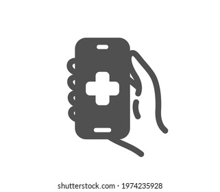 Health phone app icon. Medical healthcare sign. Online doctor symbol. Quality design element. Flat style health app icon. Editable stroke. Vector