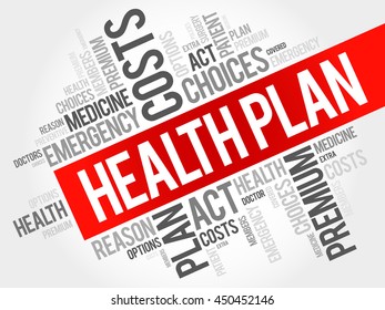 Health Plan word cloud collage, health concept background