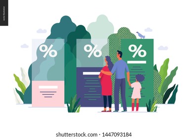 Health Plans - Medical Insurance Illustration -modern Flat Vector Concept Digital Illustration - A Young Family Expecting A Baby With A Kid Choosing A Health Insurance Plan