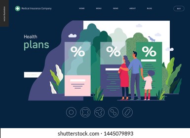 Health Plans - Medical Insurance Template -modern Flat Vector Concept Digital Illustration - A Young Family Expecting A Baby With A Kid Choosing A Health Insurance Plan