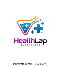 Health Plus with Lab Logo Design Concept Vector Template. Icon Symbol
