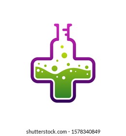 Health Plus with Lab Logo Design Concept Vector Template. Icon Symbol
