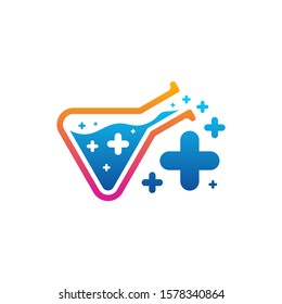 Health Plus with Lab Logo Design Concept Vector Template. Icon Symbol