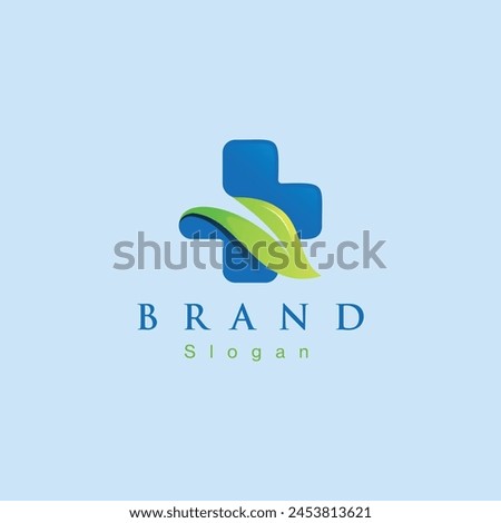 Health Plus Logo, Health Plus combien with leaf icon logo