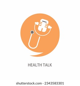 Health podcast logo vector, illustration. Minimalist design concept of health chat show or podcast.