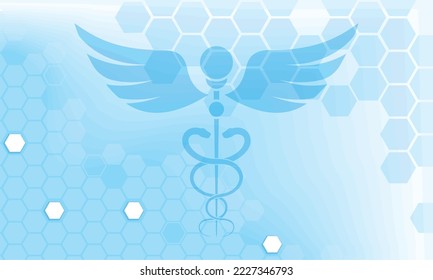 health poster with caduceus background