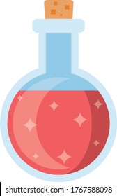 Health Potion of Greater Healing Vector Art (Red, Sparkles, Glass Bottle with Cork) for Video Games, Animation, Dungeons and Dragons (Transparent Background) 