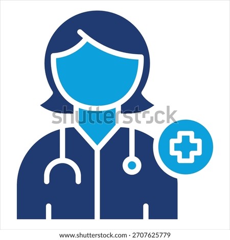 Health Practitioner Flat Blue Icon Vector Illustration