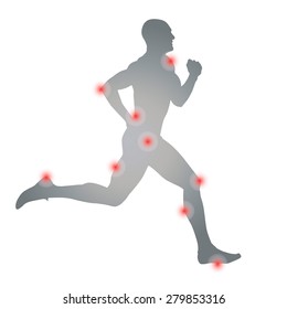 Health problems athletes. Vector silhouette