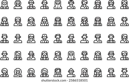 Health professional avatars icons High-Quality Vector Icons Collection with Editable Stroke. Ideal for Professional and Creative Projects.