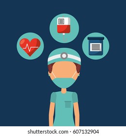 health professional with equipment vector illustration design
