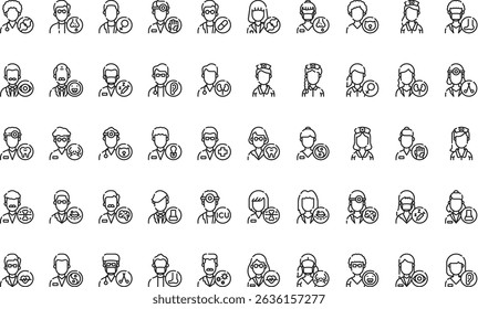 Health professionals avatars icons icons Simple vector icon. Illustration symbol design template for web mobile UI element. 