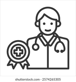 Health Professionals Icon Vector Illustration Outline