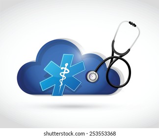 health protection cloud computing illustration design over a white background