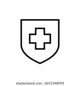 Ícone do outline da proteção de integridade. Escudo saudável, símbolo de defesa médica