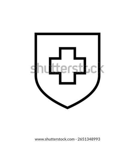 Health protection outline icon. Healthy shield, medical defense symbol