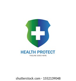 health protection with shield logo design vector template for medical or insurance company-vector