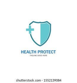 health protection with shield logo design vector template for medical or insurance company-vector