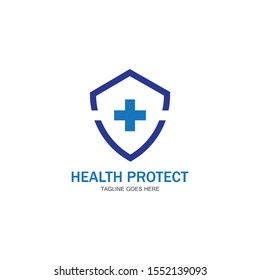 health protection with shield logo design vector template for medical or insurance company-vector
