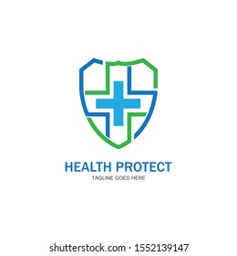 Health Protection With Shield Logo Design Vector Template For Medical Or Insurance Company-vector