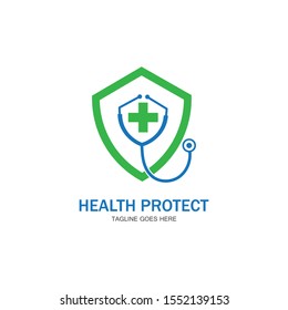 Health Protection With Shield Logo Design Vector Template For Medical Or Insurance Company-vector