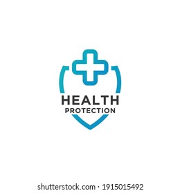 Health Protection With Shield Logo Design For Medical Or Insurance Company