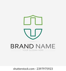 health protection with shield logo design vector template for medical or insurance company-vector