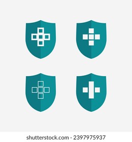 health protection with shield logo design vector template for medical or insurance company-vector