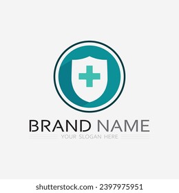 health protection with shield logo design vector template for medical or insurance company-vector