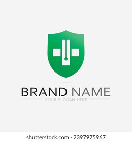 health protection with shield logo design vector template for medical or insurance company-vector