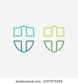 health protection with shield logo design vector template for medical or insurance company-vector