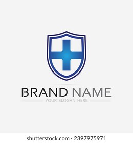 health protection with shield logo design vector template for medical or insurance company-vector