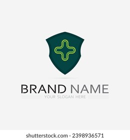 health protection with shield logo design vector template for medical or insurance company-vector