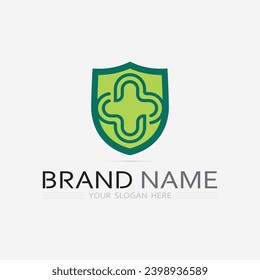 health protection with shield logo design vector template for medical or insurance company-vector