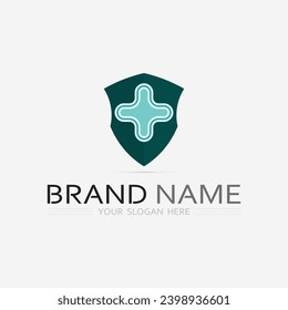 health protection with shield logo design vector template for medical or insurance company-vector