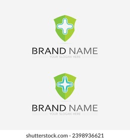 health protection with shield logo design vector template for medical or insurance company-vector