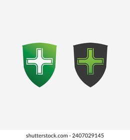 health protection with shield logo design vector template for medical or insurance company-vector