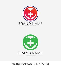 health protection with shield logo design vector template for medical or insurance company-vector