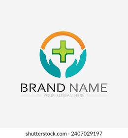 health protection with shield logo design vector template for medical or insurance company-vector