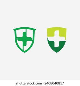 health protection with shield logo design vector template for medical or insurance company-vector