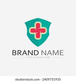 health protection with shield logo design vector template for medical or insurance company-vector